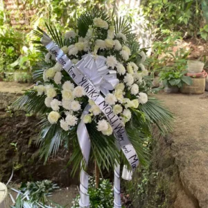 white flowers' funeral standee by Cebu Flower Shop