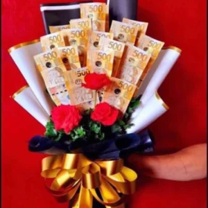 rose-with-five-hundred-in gold-ribbon-money-bouquet-by-cherry-c-floral-creations